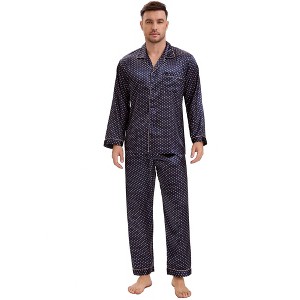 INSPIRE CHIC Men's 2 Pieces Button Down Printing Sleepshirt Casual Pattern Pajamas Set - 1 of 4