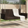 vidaxl Outdoor Swing Bench - Poly Rattan Patio Hanging Hammock Chair with Steel Frame - Durable, Weather-Resistant, Brown, 46.9" x 22" x 18.9" - 2 of 4