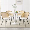 Bekrvio Mid-Century Modern Rattan Dining Chairs Set of 2/4,PU leather/Boucle Upholstered Kitchen Chairs with Cane Back and Metal Leqs for Dining Room - 2 of 4