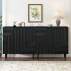 Vynxaria Set of 2 Black /Navy Blue Modern Minimalist Decorative Storage Cabinets with Geometric Doors - 2 of 4