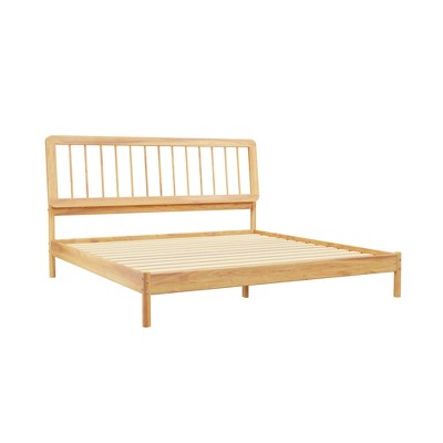 King Size Wood Platform Bed with Headboard for Bedroom