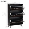Minimalist Tipping Bucket Shoe Cabinet With Hanging Hooks And 3 Flip Drawers,Shoe Cabinet With Adjustable Panel,Entryway Organizer-Cuddlewood - 4 of 4