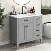 36 Contemporary Bathroom Vanity With Top Sink, 2 Soft Close Doors, And 6  Drawers, Gray - Modernluxe : Target