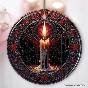 Candlelight for a Spine-Chilling Ambiance Stained Glass Style Ceramic Ornament, Halloween Themed Christmas Gift and Decor| OrnamentallyYou - 1 of 4
