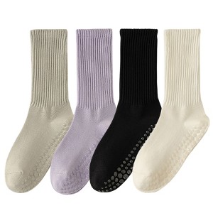 Anna-Kaci 4-Pack Women's Anti-Slip Yoga Socks with Grips Comfortable Ribbed Design for Exercise and Indoor Use - 1 of 4