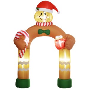 Outsunny 9.2' Christmas Inflatables Gingerbread Man Arch with White LED Lights for Lawn Garden Party - 1 of 4