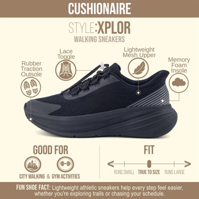 Женские кроссовки CUSHIONAIRE XPLOR Womens Walking Sneakers, Chunky Lightweight Platform Tennis Shoes Womens with Arch Support and Memory Foam, Black 7.5 — фото 2