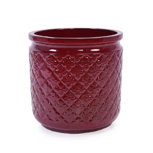 AZL1 Life Concept Planters 3-Piece Ceramic Planter Set with Drainage Holes for Indoor and Outdoor Plants, Red, 15"*15"*15" - 1 of 4