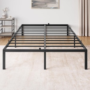 14-Inch Full/Queen/King Bed Frame, Heavy Duty Metal Platform Bed with Non-Slip Mattress, Under-Bed Storage, Reserved Holes for DIY Headboard - 1 of 4
