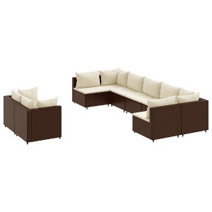 vidaXL Patio Sofa Set Set of 9 Brown, Cream white - 1 of 4