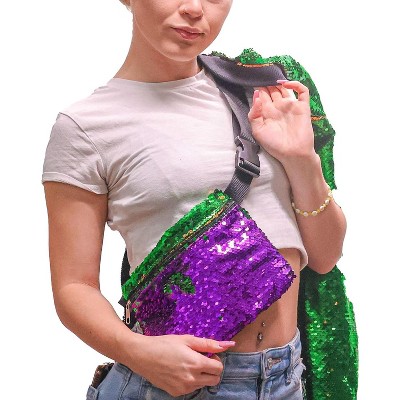 The Mardi Gras Krewe Sequin Purse Fanny Bag, Everywhere Belt Bag Great Addition to Mardi Gras Outfit, Mardi Gras Lovers — фото 2