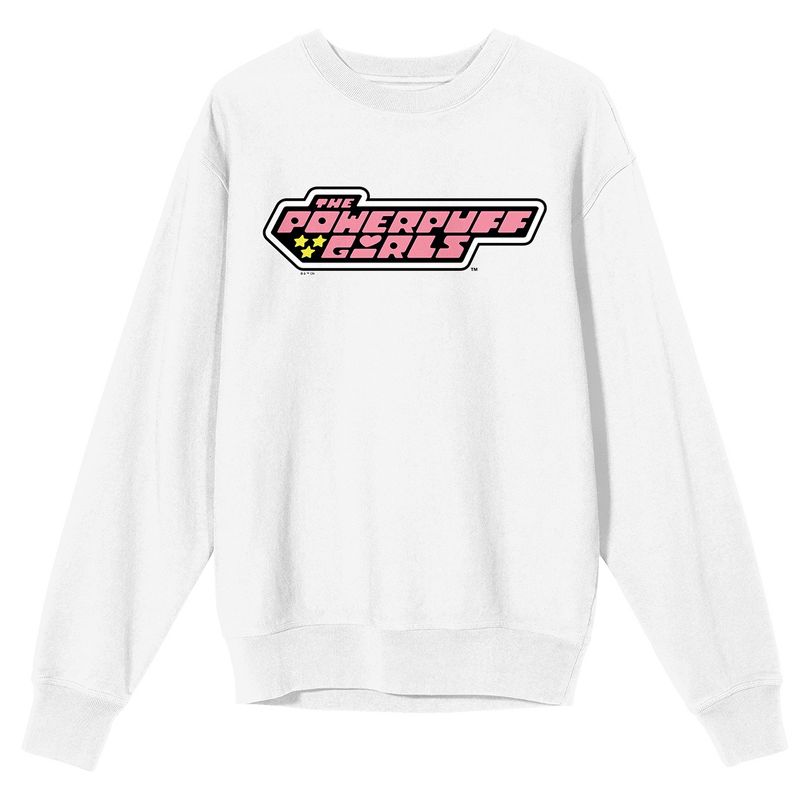 Powerpuff Girls Team Buttercup Crew Neck Long Sleeve White Adult Sweatshirt, 1 of 5