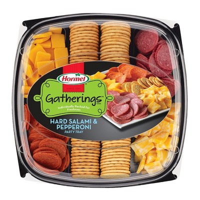 Hormel Gatherings Hard Salami, Pepperoni, Cheese & Crackers Party Tray - 28oz