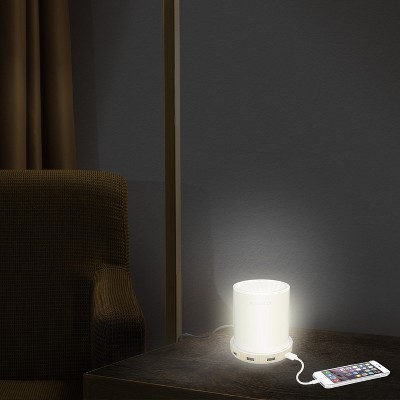 White Touch Control USB Table Lamp with Wooden Base