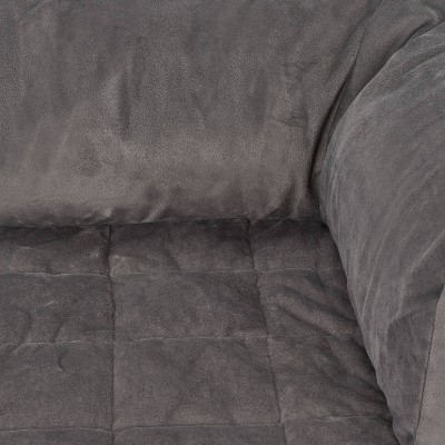 Dark Gray Quilted Polyester Pet Sofa Protector