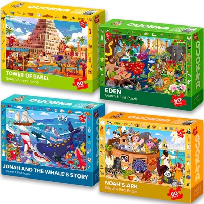 QUOKKA 60 Piece Puzzle for Kids 5 6 7 - Set of 4 Observational Jigsaw Puzzles for Kids 4-6-10 Years - Toys for for Boys & Girls