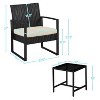 Yaheetech 3 Piece Patio Set Modern PE Bistro Furniture Conversation Sets - 3 of 4
