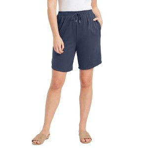June + Vie by Roaman's Women's Plus Size French Terry Shorts - 1 of 4