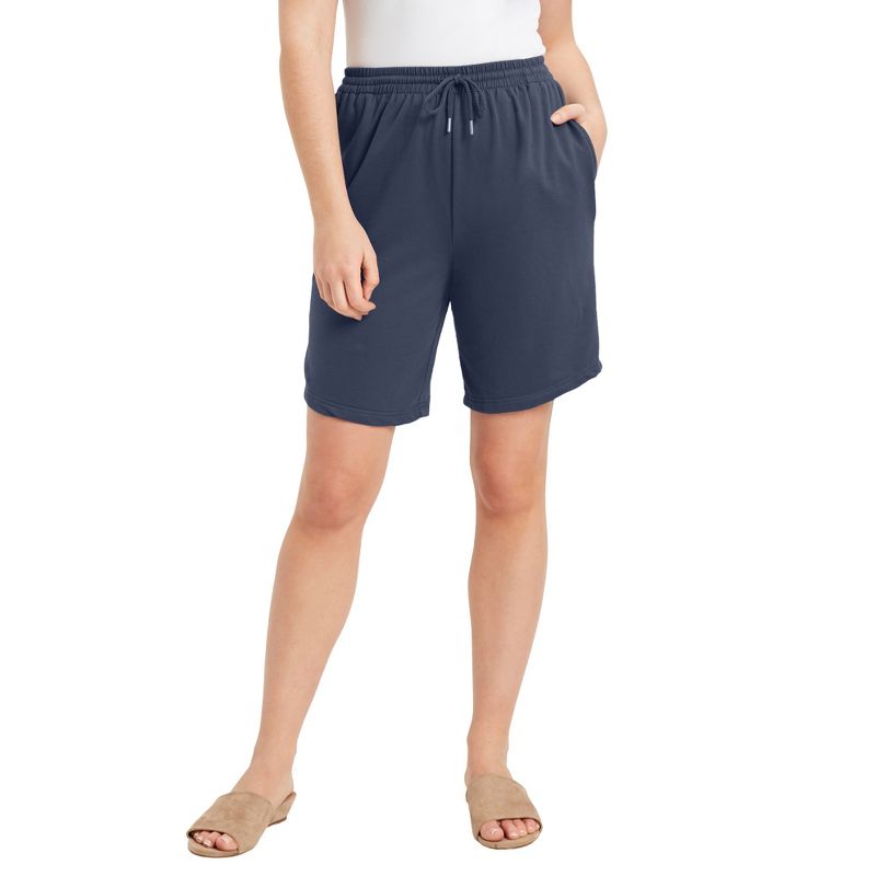 June + Vie by Roaman's Women's Plus Size French Terry Bermuda Shorts, 1 of 2