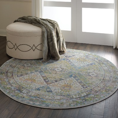 Regal Vintage Blue Diamond 48" Round Synthetic Area Rug