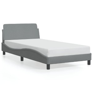 vidaXL Bed Frame with Headboard Light Gray 39.4 in.x74.8 in. Twin Fabric - 1 of 4