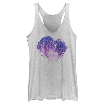 Women's Avatar: The Way of Water Neytiri and Jake Sully Watercolor Heart Racerback Tank Top