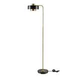 64" Novogratz X Globe Felipe Antique Brass Floor Lamp with Accents Matte Black - Globe Electric