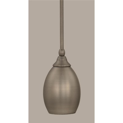Toltec Lighting Any 1 - Light Pendant in  Brushed Nickel with 5" Brushed Nickel Oval Metal Shade Shade