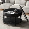 31.5" Round Coffee Table with Flip-Top Hidden Storage and Open Shelf, Two-Tier Accent Table with Wood Legs for Living Room - Panipeachy - 2 of 4