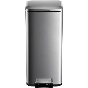 8 Gallon Step Trash Can, Square Fingerprint-Proof Garage Can with Soft-Close Lid for Kitchen, with Removable Inner Bucket, 30-Liter - 1 of 4