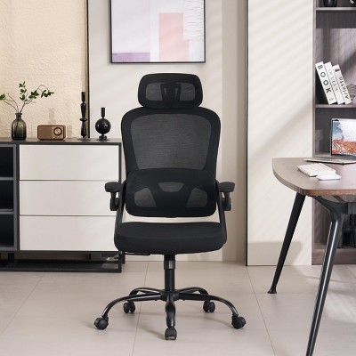 Best Ergonomic Mesh Office Chair With Lumbar Support,Flip-Up Arms,Swivel Desk Chair High Office Chair With Wheels-The Pop Home