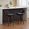 Grungis PU Leather Swivel Bar Stools Set of 2,Counter Stools with Walnut Back and Bentwood Legs,Kitchen Chairs for Kitchen Island,Home Pub - 4 of 4