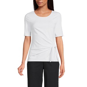 Lands' End Women's Lightweight Jersey Tie Front Top - 1 of 4