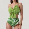 Anna-Kaci Swim Women's Knot Front Bikini Top and High Waist Abstract Print Bottom Two-Piece Swimsuit - 4 of 4