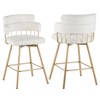 TOAOTBNBOB Swivel Counter Height Bar Stools for Kitchen Island, Upholstered Barstools Set of 2, Modern Bar Chairs with Back and Metal Legs - 2 of 4