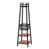 VECELO Freestanding Industrial Coat Rack with Metal Basket, 2 Shelves & 8 Dual Hooks – Entryway Hall Tree for Hats, Bags, and Scarves - 3 of 4