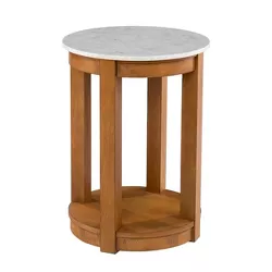Vebell Round End Table White/Natural - Aiden Lane