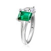 Ross-Simons 1.70 Carat Simulated Emerald and 1.00 Carat CZ Toi Et Moi Ring in Sterling Silver - 3 of 4