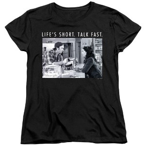 Women's Gilmore Girls Life's Short Talk Fast Luke And Lorelai T-Shirt - 1 of 4