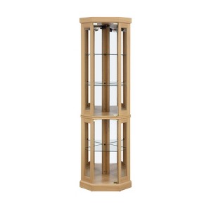 FONTOI Corner Curio Cabinet, Corner Display Cabinet, Glass Display with Adjustable Glass Shelves for Collection, Oak, 15.31"*69.84"*15.31" - 1 of 4