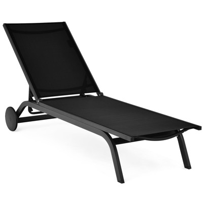 Tangkula Outdoor Aluminum Chaise Lounge Recliner Chair with Adjustable Backrest