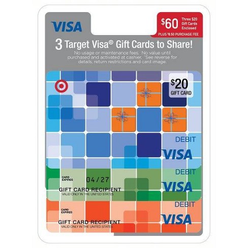 Visa Multipack 3 20 Gift Cards 8 50 Fee Target - where to get roblox gift cards target