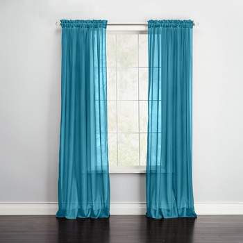BrylaneHome  Sheer Voile Rod-Pocket Panel Pair Window Curtains