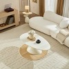 47.2" Modern White Oval Coffee Table with Sculptural Base, Minimalist Fiberglass Center Table for Living Room-Panipeachy - 3 of 4