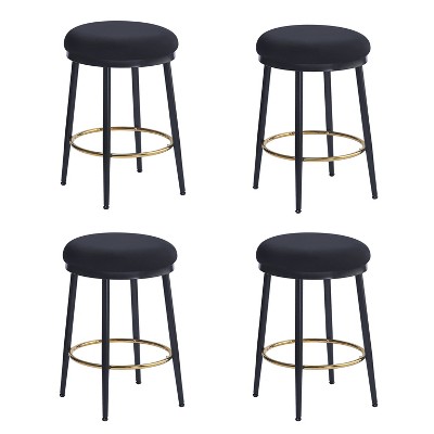 Christopher Knight Home Altrium 24.75" Modern Upholstered Iron Frame Counter Stools with Footrest (Set of 4)