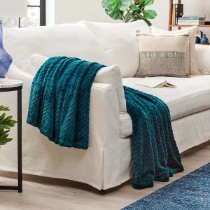 Chanasya Faux Fur Embossed Fuzzy Throw Blanket - 1 of 4