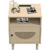 Acekool Boho Rattan Nightstand with Charging Station, USB & Type-C Ports, Storage Drawer, Solid Wood Legs, for Bedroom and Living Room, Natural - 2 of 4