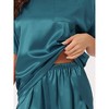 INSPIRE CHIC Women's Lounge Sets Satin Silky Short Sleeve T-shirt with Slit Elastic Shorts Sleepwear Pajama Set - 4 of 4