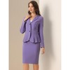 INSPIRE CHIC Women's Business Long Sleeve Notched Lapel Peplum Blazer Pencil Skirt Suit Set 2 Pcs - 4 of 4