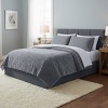 Hastings Home Floral Etched Fleece Blanket - Polyester Bedding With Flannel-Like Face and Plush Faux Shearling Reverse - Gray - 3 of 4